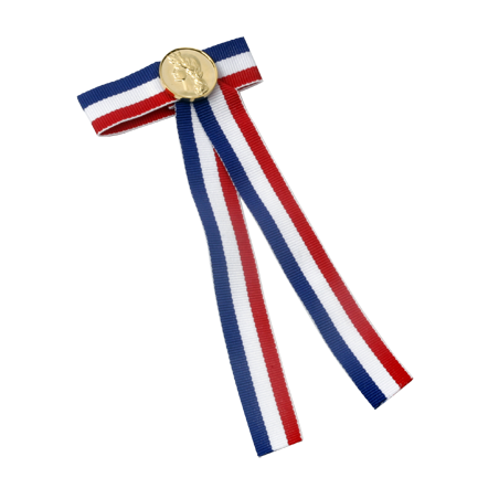  Ruban tricolore pour diplôme avec Marianne Dorée
