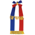 Cravate tricolore - franges bouillon or + noeud