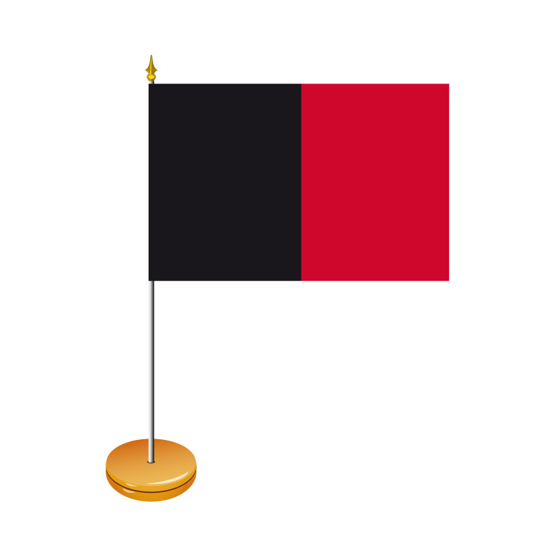 Drapeau De Table Province De Brabant Flamand - 21x14 Cm - Socle Noir Et Hampe 25 Cm - 100% Polyester - 6