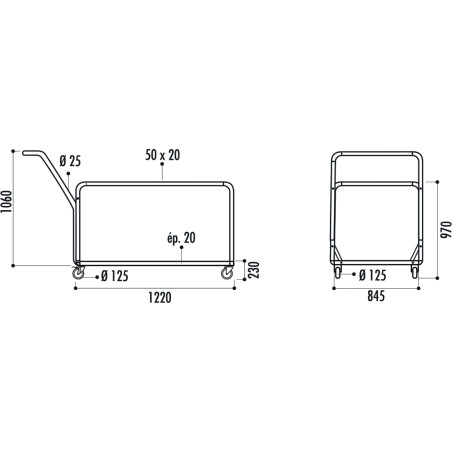 Chariot pour tables ronde Plus