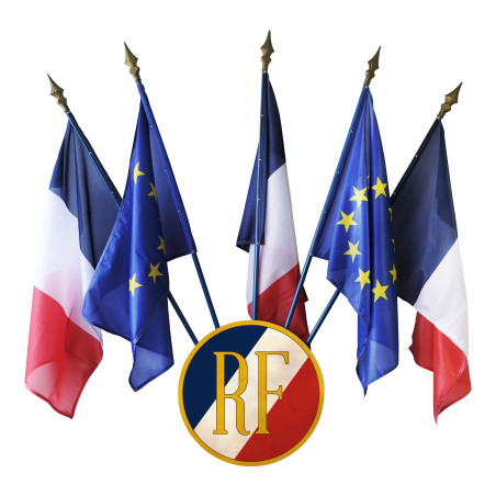 Ecusson porte-drapeaux rond RF aspect vieilli