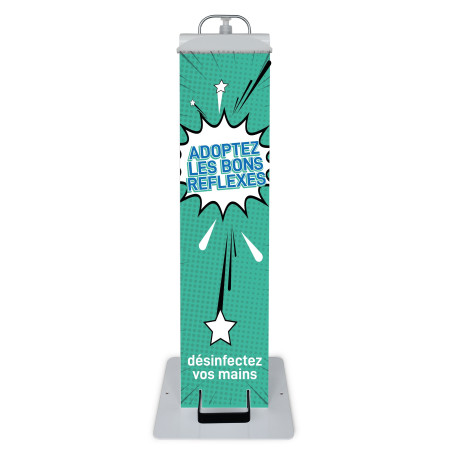 Borne distributeur de gel hydroalcoolique - modèle vert