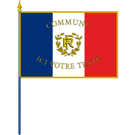 Drapeau de façade RF & palmes + Nom de Commune