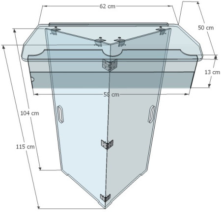 Les dimensions du pupitre pliable en plexiglass transparent