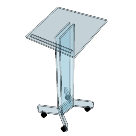 Pupitre sur roulettes en plexiglass