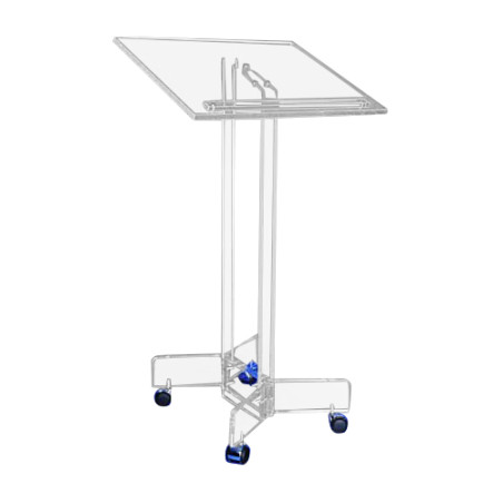 Pupitre sur roulettes en plexiglass