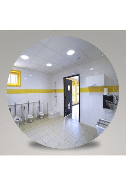 Miroir incassable pour sanitaires en plexichok diamètre 490 mm