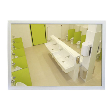 Miroir sanitaire 280 x 360 mm avec cadre blanc - 320 x 400 mm 