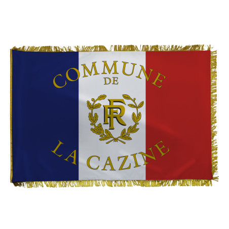 Drapeau de façade RF & palmes + Nom de Commune