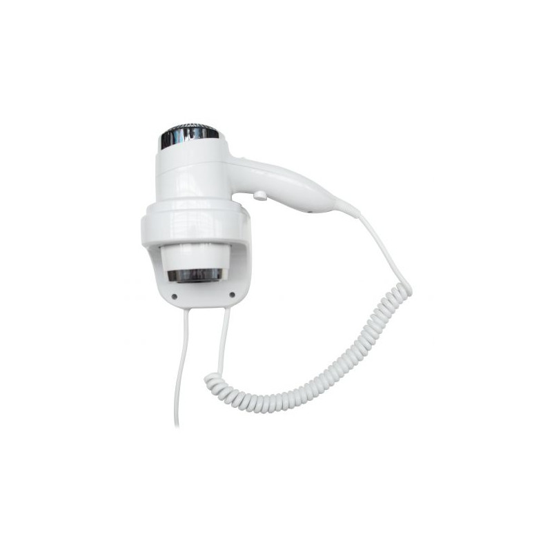 Sèche-cheveux mural pur hôtel avec support - ABS blanc