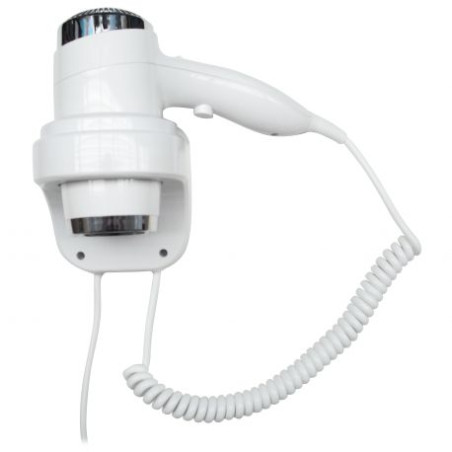 Sèche-cheveux mural pur hôtel avec support - ABS blanc