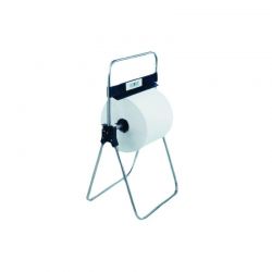 Distributeur de papier essuie-mains en bobine avec support sur pied - Acier chromé brillant