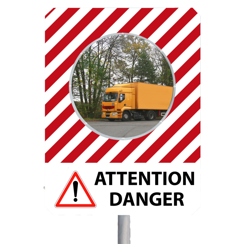 Miroir à messages de sécurité "ATTENTION DANGER"