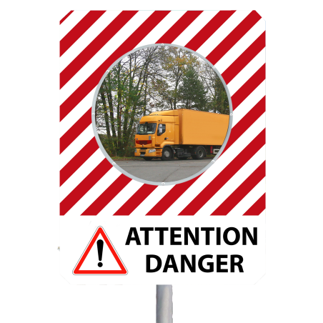Miroir à messages de sécurité "ATTENTION DANGER"