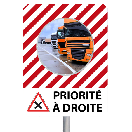 Miroir à message de sécurité "PRIORITÉ A DROITE"