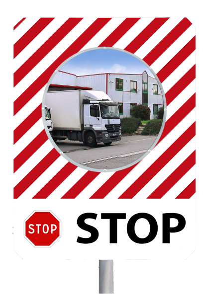 Miroir à message de sécurité "STOP"