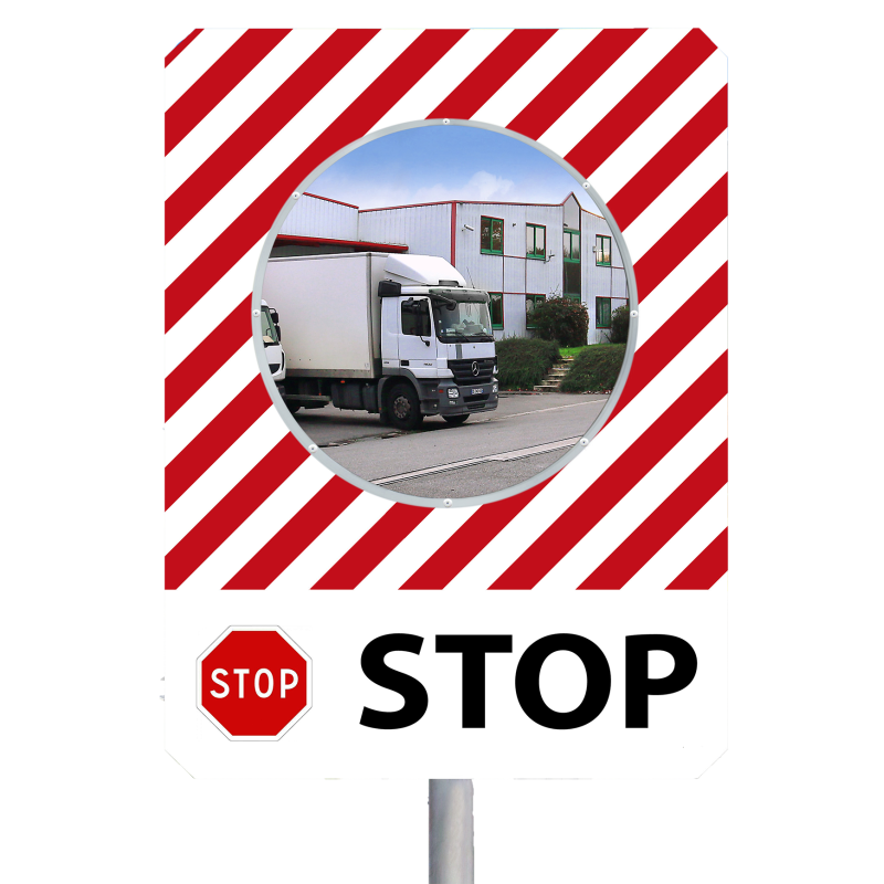 Miroir à message de sécurité "STOP"