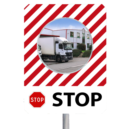 Miroir à message de sécurité "STOP"