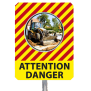 Miroir de chantier temporaire "ATTENTION DANGER" - Diamètre 600 mm - Garantie 1 an