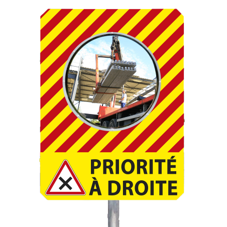 Miroir de chantier temporaire "ATTENTION DANGER" - Diamètre 600 mm - Garantie 1 an