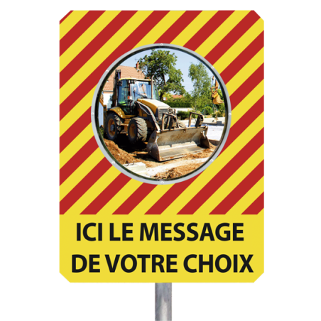 Miroir de chantier temporaire "MESSAGE DE VOTRE CHOIX" - Diamètre 600 mm - Garantie 1 an