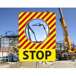 Miroir de chantier temporaire "STOP" - Diamètre 600 mm - Garantie 1 an