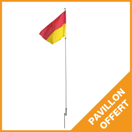 Mât pour drapeau de baignade avec pied à planter