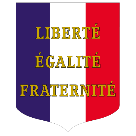 Ecusson porte-drapeaux tricolore Liberté Egalité Fraternité