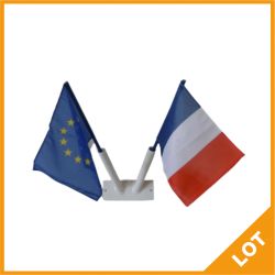 Support mural + drapeau français + drapeau européen