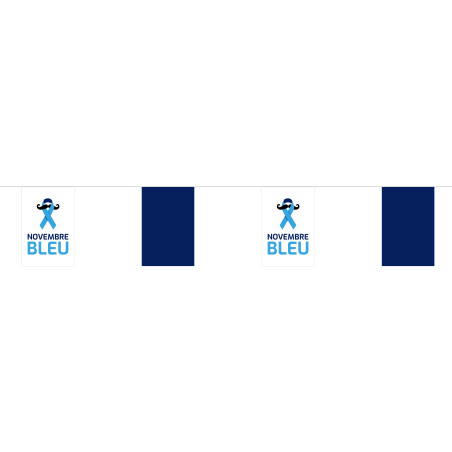 Guirlande pavillons Novembre Bleu Movember en maille