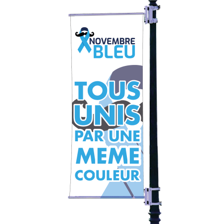 Bannière de potence de rue Novembre Bleu Movember 80 x 200 cm