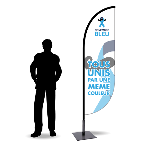 Lot Voile + Mât + Pied platine Novembre Bleu Movember