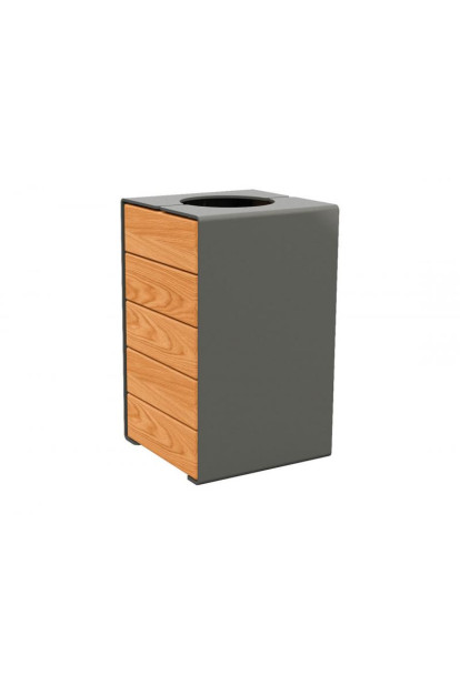 Corbeille KUB. acier et bois