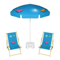Kit Soleil 2 transats + 1 parasol personnalisés