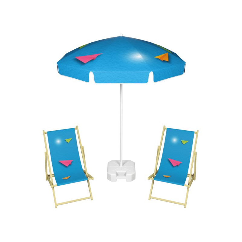 Kit Soleil 2 transats + 1 parasol personnalisés