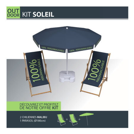Kit Soleil 2 transats + 1 parasol personnalisés