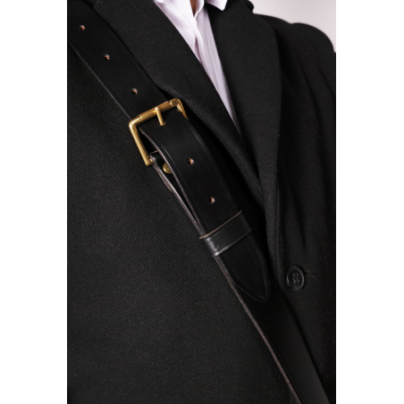 Boucle du baudrier porte-drapeau en cuir noir