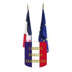 LOT Ecusson LEF + Drapeau France + Drapeau Europe