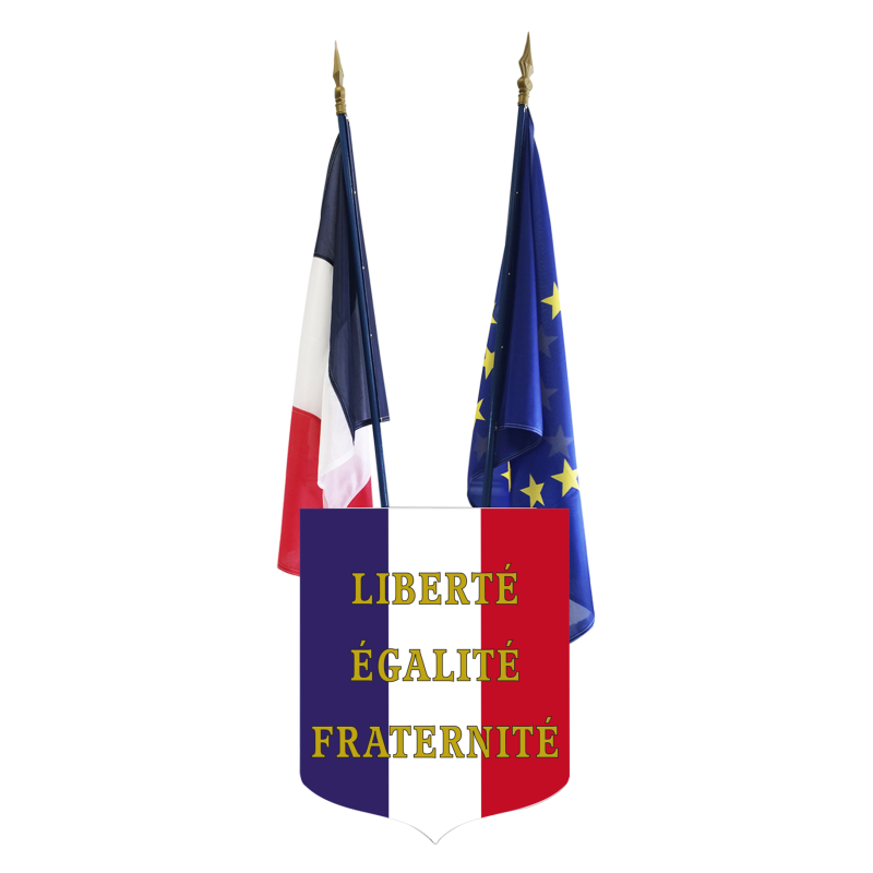 LOT Ecusson LEF + Drapeau France + Drapeau Europe