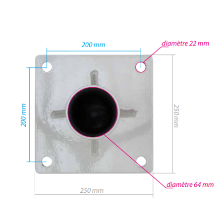 Fourreau sur platine - pour mât diamètre 60 mm