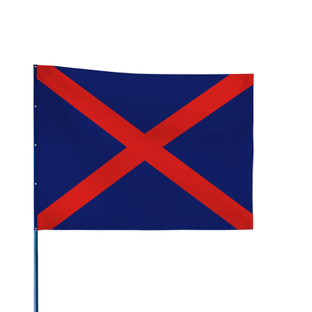 Drapeau de Karting bleu avec doubles diagonales rouges