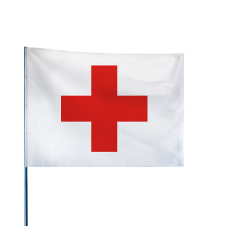 Drapeau de Karting à croix rouge sur fond blanc