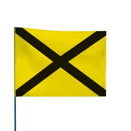 Drapeau de course automobile jaune avec croix noire
