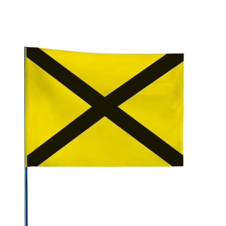 Drapeau de course automobile jaune avec croix noire