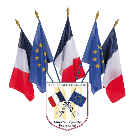 Ecusson porte-drapeaux Drapeaux France Europe LEF