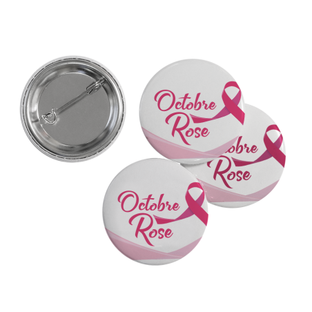 Badge Octobre Rose - fond blanc