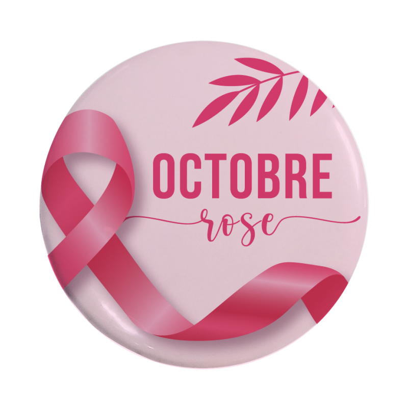 Badge Octobre Rose - Fond Rose