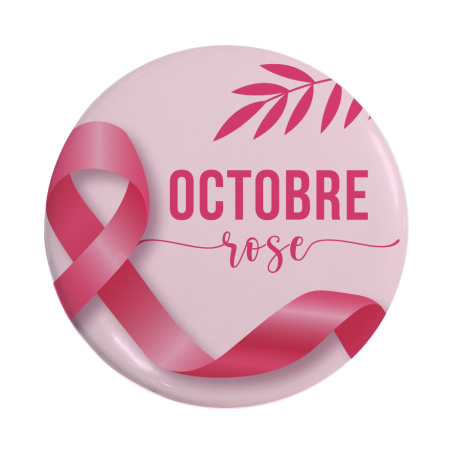 Badge Octobre Rose - Fond Rose