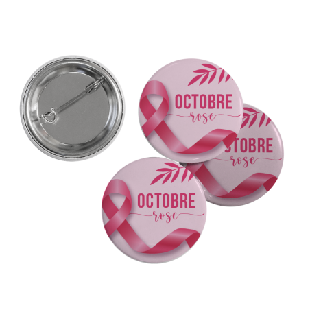 Badge Octobre Rose - Fond Rose