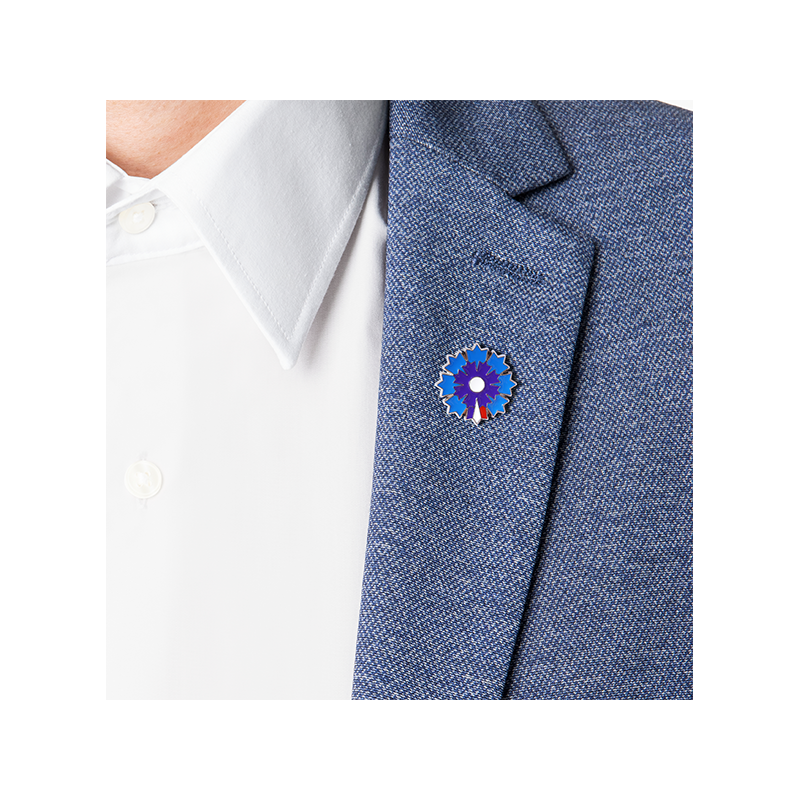 Pin's Argenté Bleuet De France - Pétale Tricolore